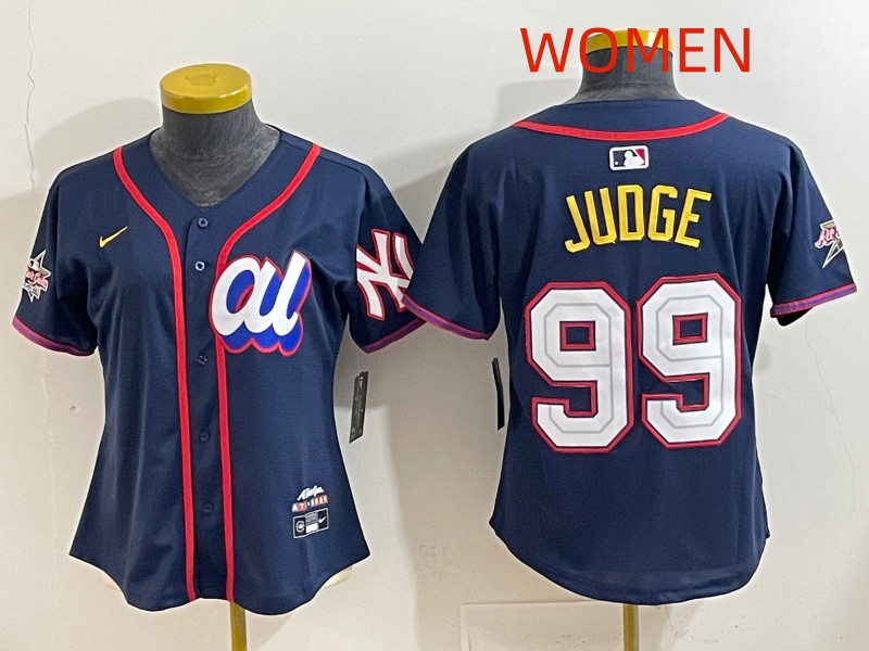 Women  2025 New York Yankees #99 Judge dark Blue All star Nike MLB Jersey style 0015
